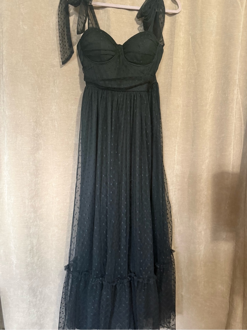 Black Tie-Shoulder Midi Dress
